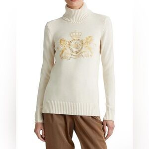 LAUREN RALPH LAUREN Woman’s Cable Knit Sweater Winter Crm Size M (NWT) MSRP $195